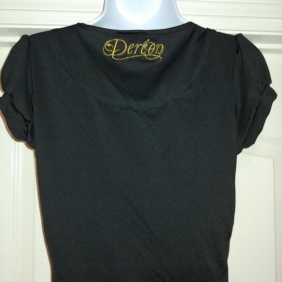 House of Dereon Black Full Zip Short Sleeve Goth Grunge Rocker Chick Dress M - Picture 8 of 12